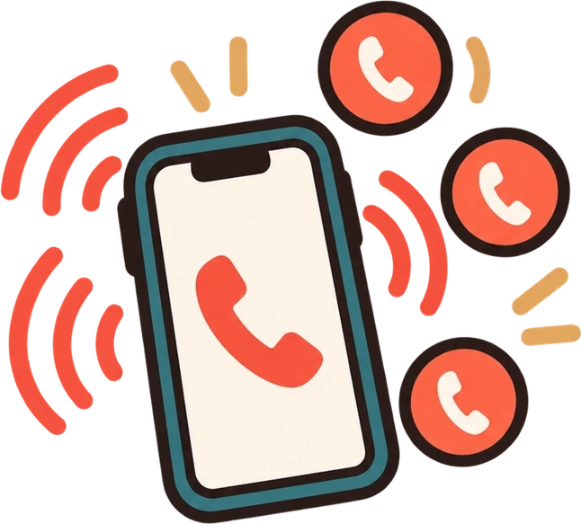 Téléphone sollicité par plusieurs appels et notifications.