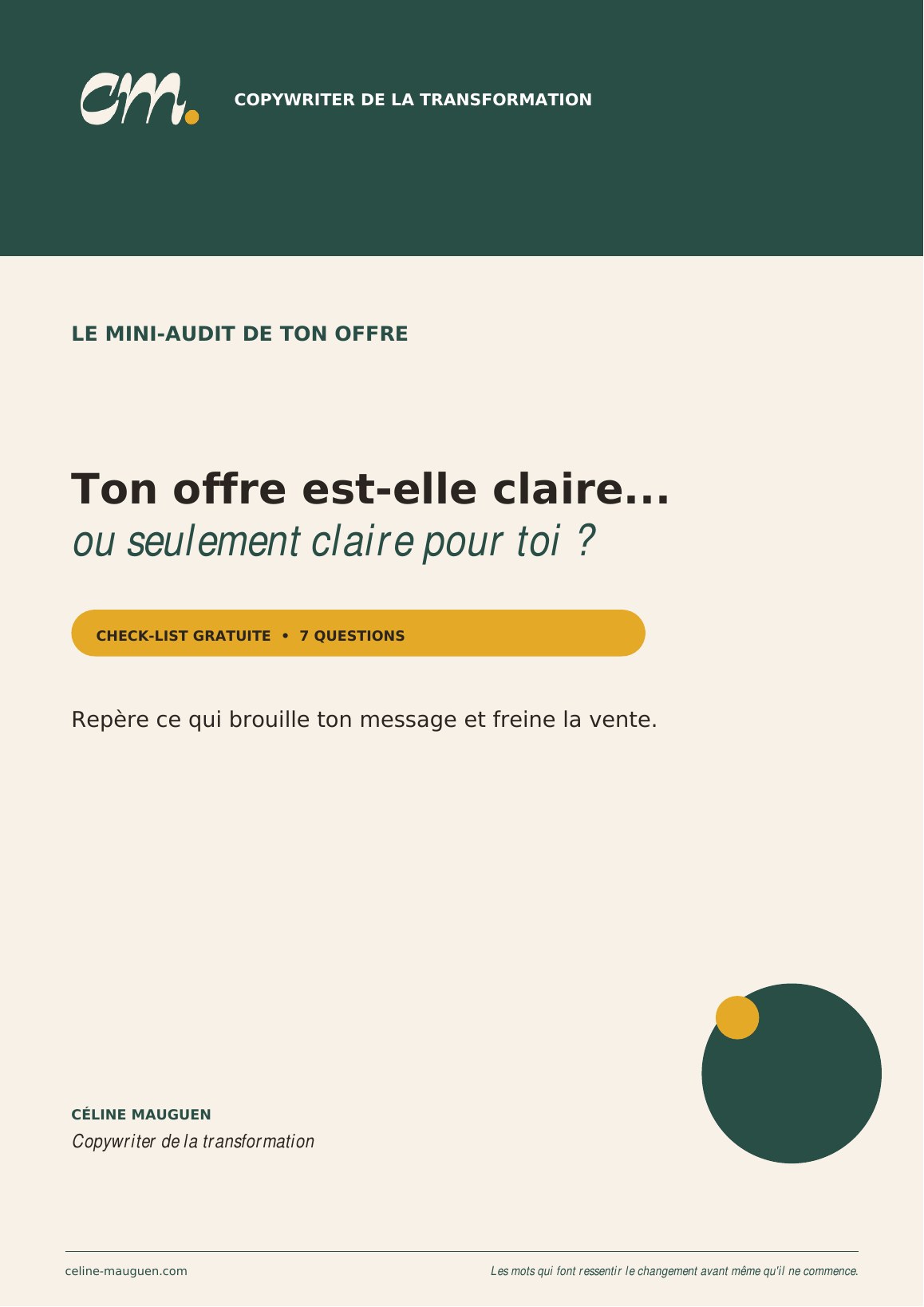 Couverture du guide Le mini-audit de ton offre